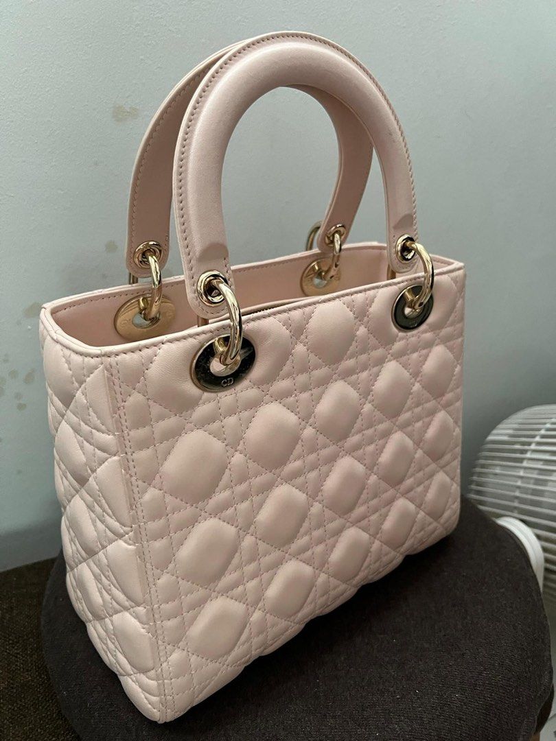 Medium Lady Dior Bag Powder Pink Cannage Lambskin