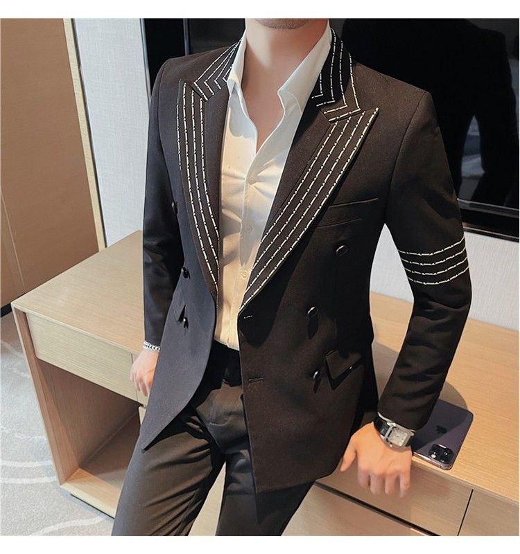 Mens double hotsell breasted coat black