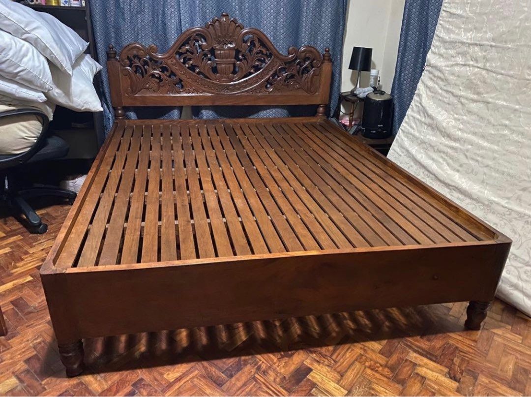Narra Bed Frame and Side Tables on Carousell