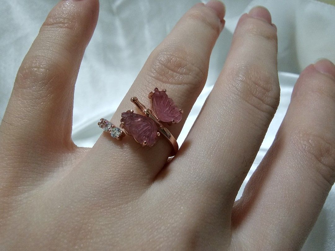 Natural Pink Tourmaline S925 Ring in Rose Gold Plated Women s