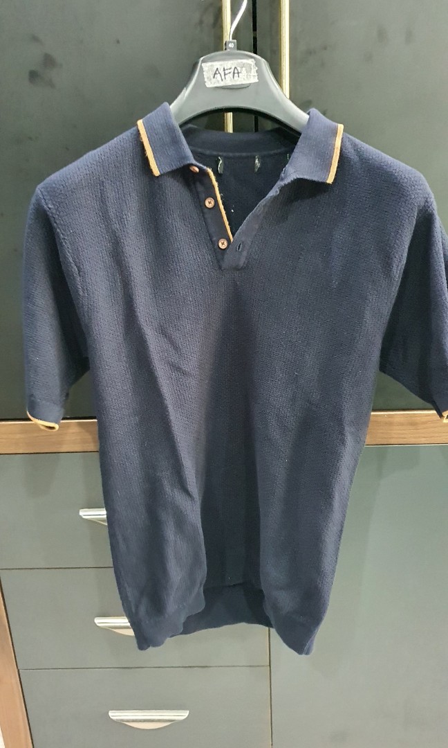 Navy blue Knit Polo Old Money, Men's Fashion, Tops & Sets, Tshirts ...