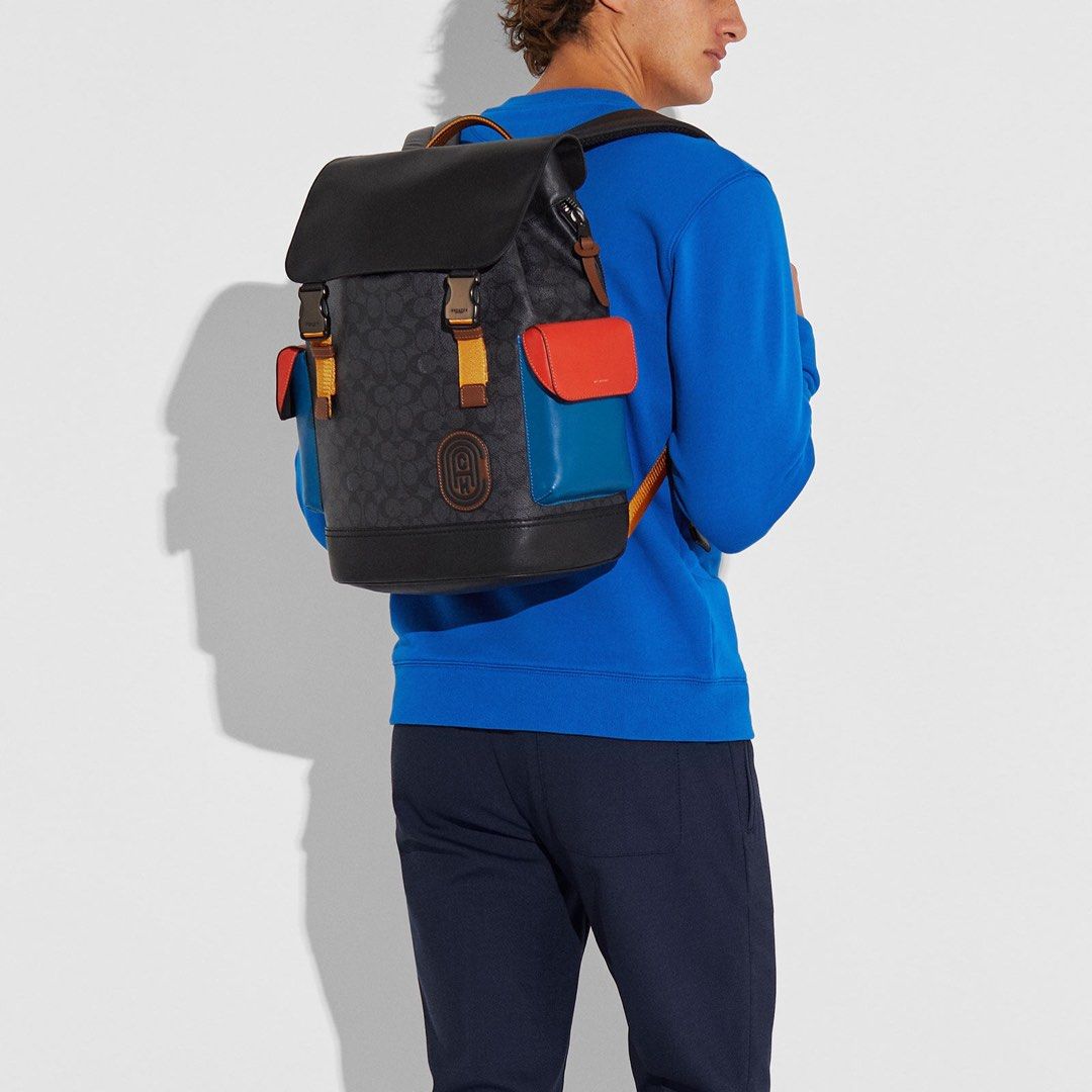 Rivington backpack in signature canvas with coach patch sales