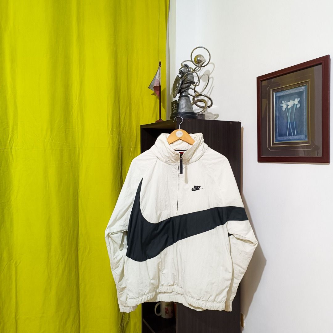 Nike Bigswoosh White Half Zip Anorak Jacket w Packable Hood