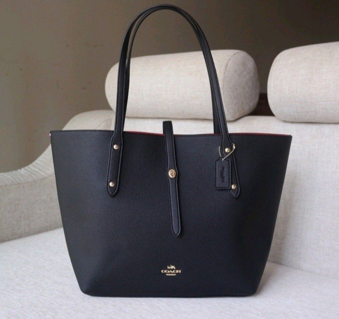 Coach polished pebble market tote top