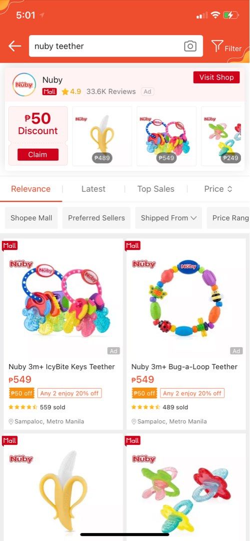 Nuby teethers (Category: Weaning & Toddler Feeding) located in Lapu-Lapu City. Submitted by sarahleeshop (Listing ID 1239797616, Image 2). Description: Take both at 260 .
