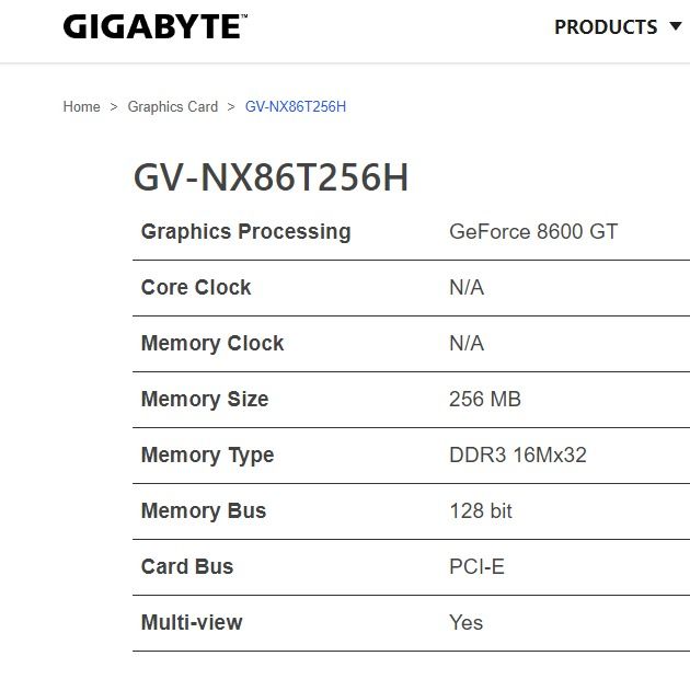 Nvidia 8600 GT 256MB