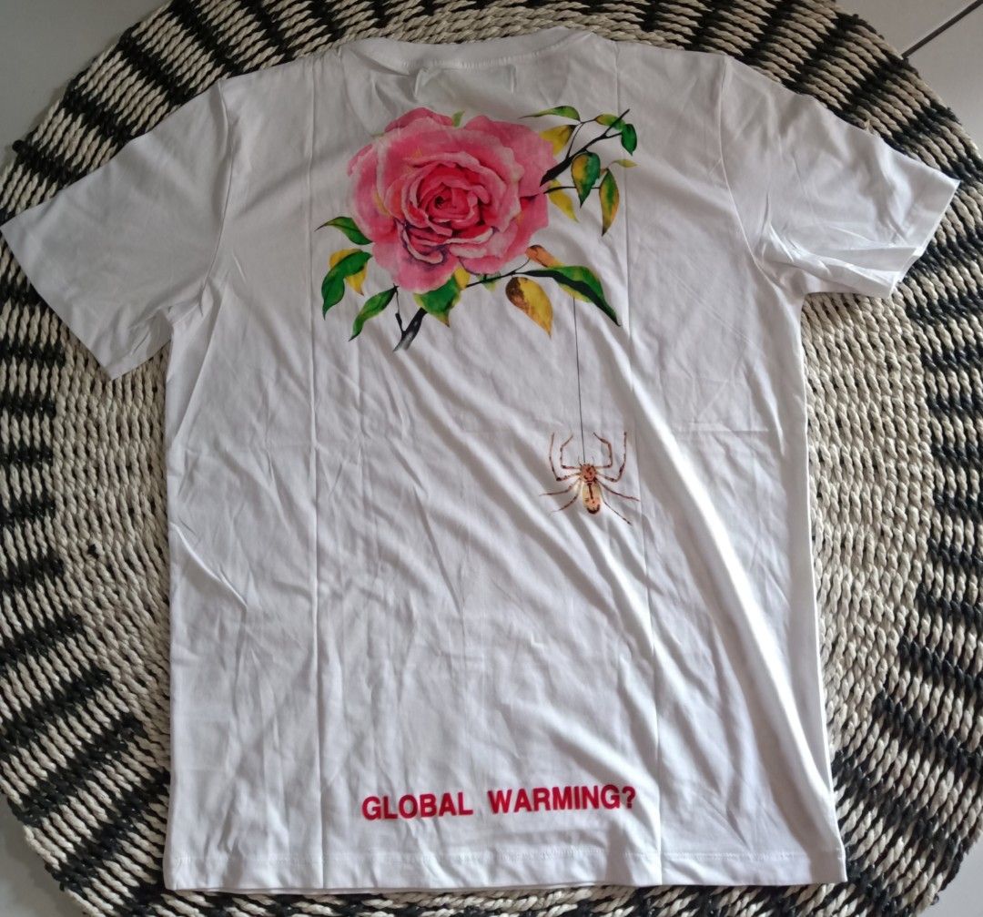 Off white global warming tee pink top