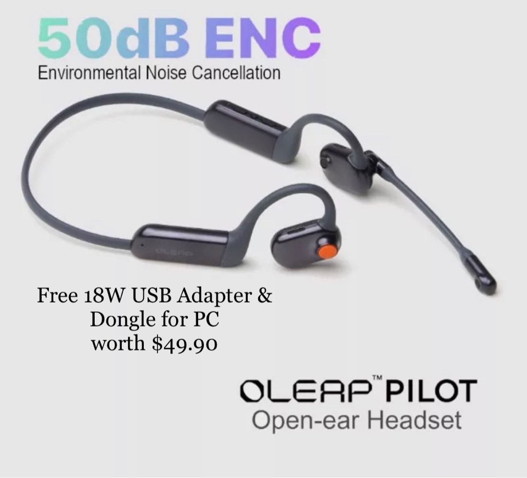 Oleap Pilot Air Conduction Open-Ear Headset with 50dB Noise