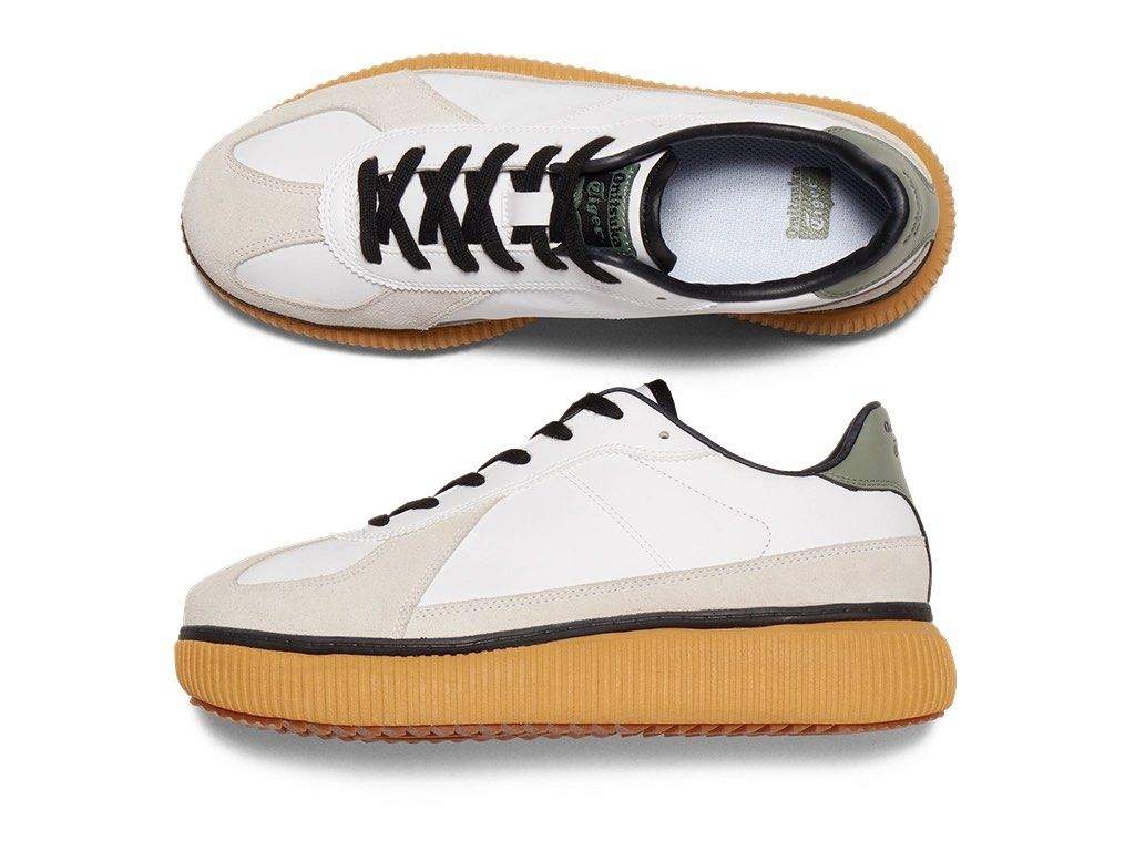 Onitsuka Tiger Delecity (White/Burnt Olive) (Category: Sneakers) located in Singapore. Submitted by syyy19 (Listing ID 1239767314, Image 2). Description: Worn once and it is abit loose for me cause I’m actually a size 37-37.5! This is size 38! Gotten the wrong size cause there weren’t size 37 in store when I bought it ): Color: White/Burnt Olive Bought at SG original Price: SGD $210 .