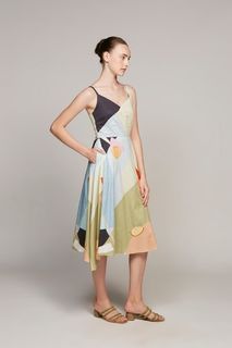 Our Second Nature Morning Cotton Midi Dress, Blue print
