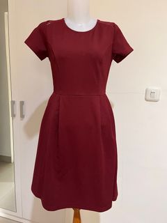 Padini Authentics maroon midi dress malaysia brokat