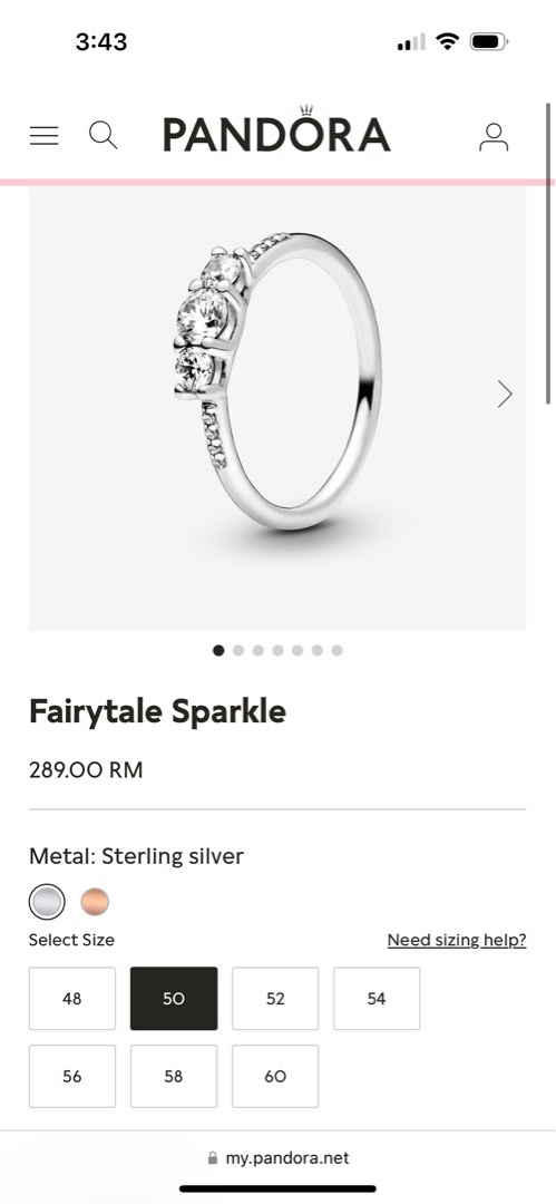 Fairytale sparkle pandora discount ring