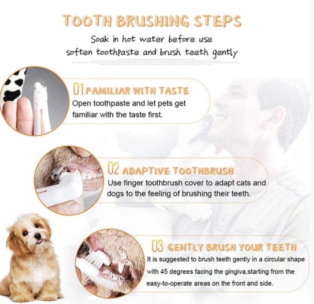 Paw Collection's Pet Teeth Dental Care Kit with 3 Types of Toothbrush and MeatFlavored