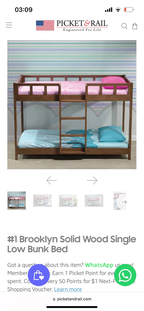 Picket and Rail Double Bunk Bed, Babies & Kids, Baby Nursery & Kids