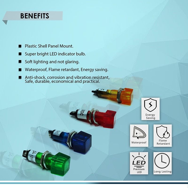 PILOT BULB 12V SQUARE HEAD 10mm 2PIN (1PC per ORDER), SIGNAL