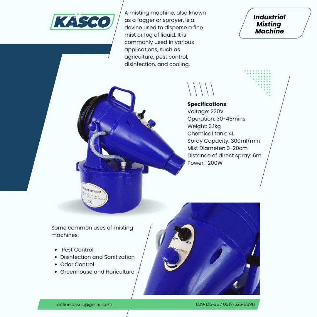 Portable electric misting fogging machine by KASCO, Commercial