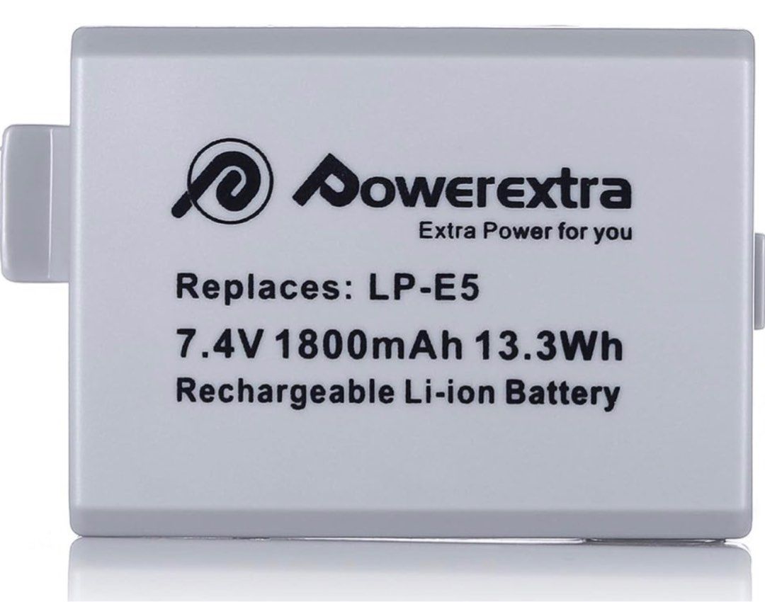 Powerextra 1 Pack Replacement Canon LP-E5 Battery and USB Charger 7.4V 1800mAh,Compatible for Canon EOS Rebel XS, Rebel T1i, Rebel XSi, 1000D, 500D, 450D, Kiss X3, Kiss X2, Kiss F62863065040003112