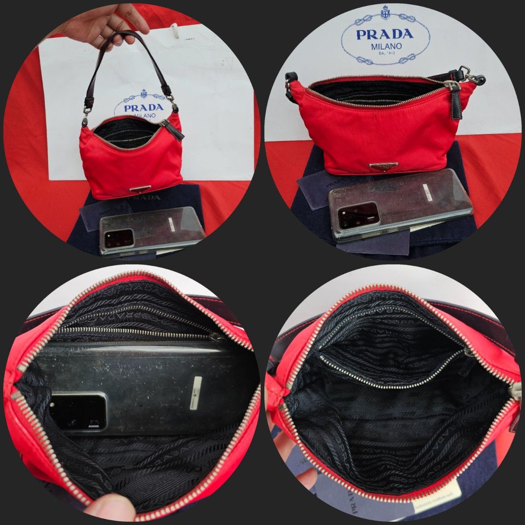 PRADA Mini Tessuto SIRIO Red Nylon Shoulder Bag With Authenticity Cards