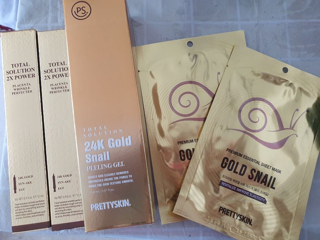 PrettySkin deal! - 2 Total Solution 2X Power Placenta Wrinkle Perfector +  24K Gold snail peeling gel