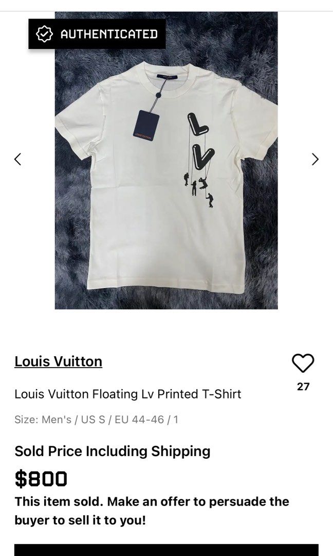 Rare Louis Vuitton Virgil Abloh Floating LV T Shirt Men's Size