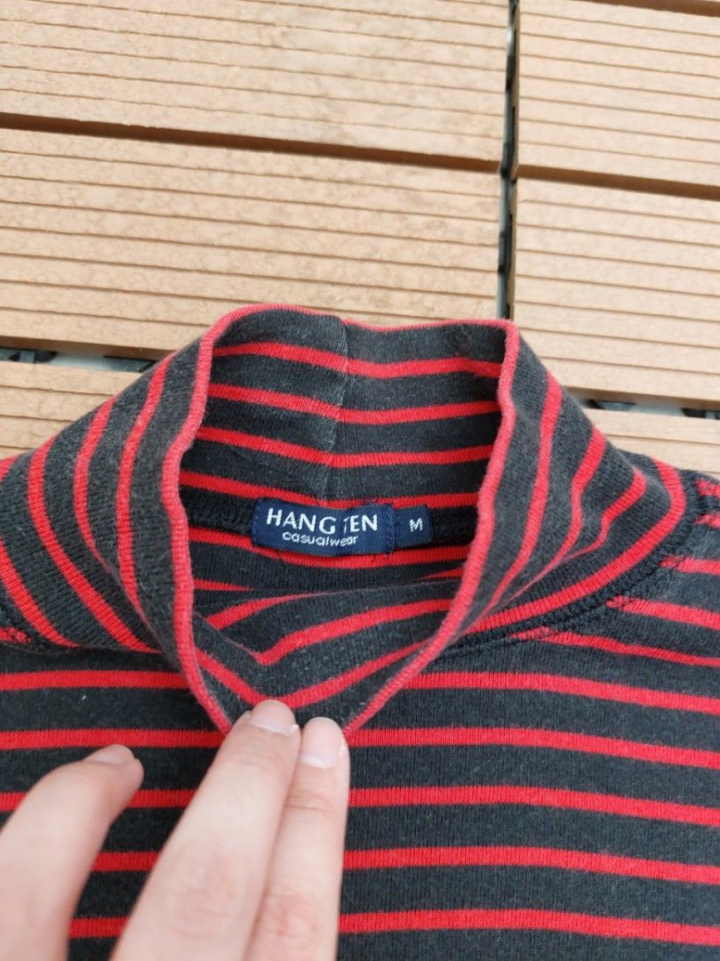 Black and deals red striped turtleneck