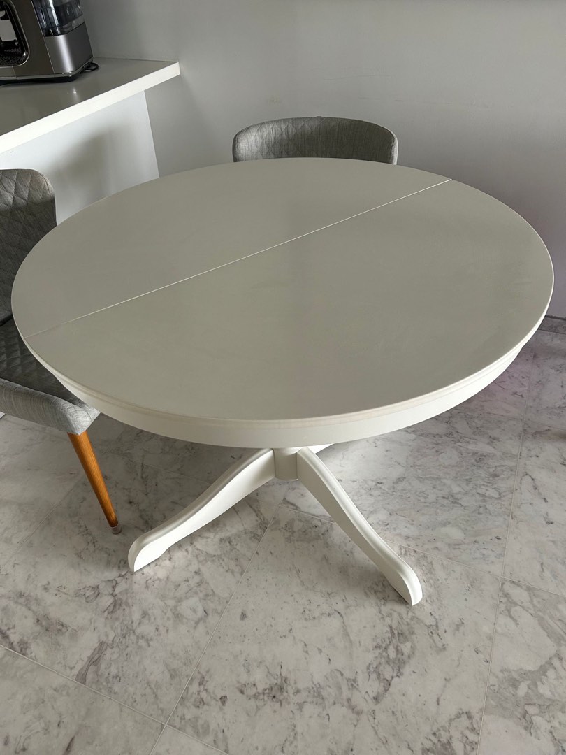 IKEA Ingatorp Round Dining Table Extendable, Furniture & Home