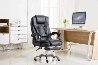 SALE! 4in1 LEATHER OFFICE CHAIR WITH WHEELS  FOOTREST AND ARMREST MASAGER