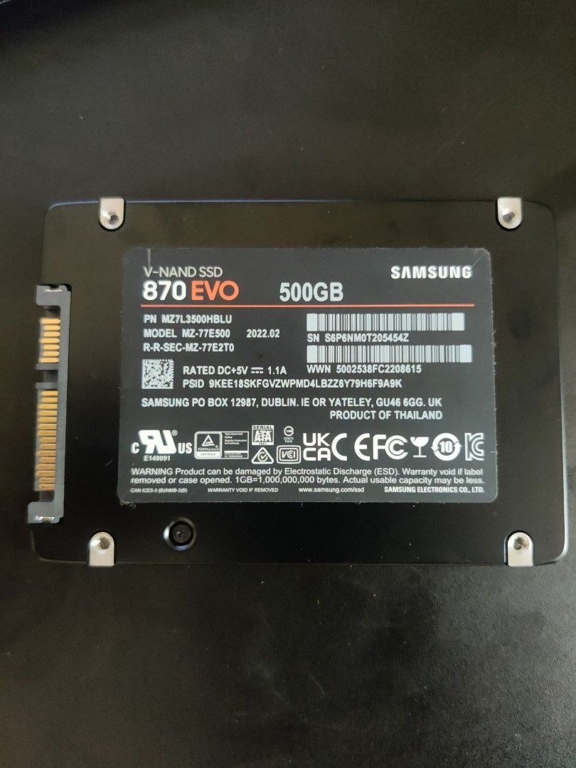 SAMSUNG 870 EVO SSD 500GB, Computers & Tech, Parts & Accessories, Hard