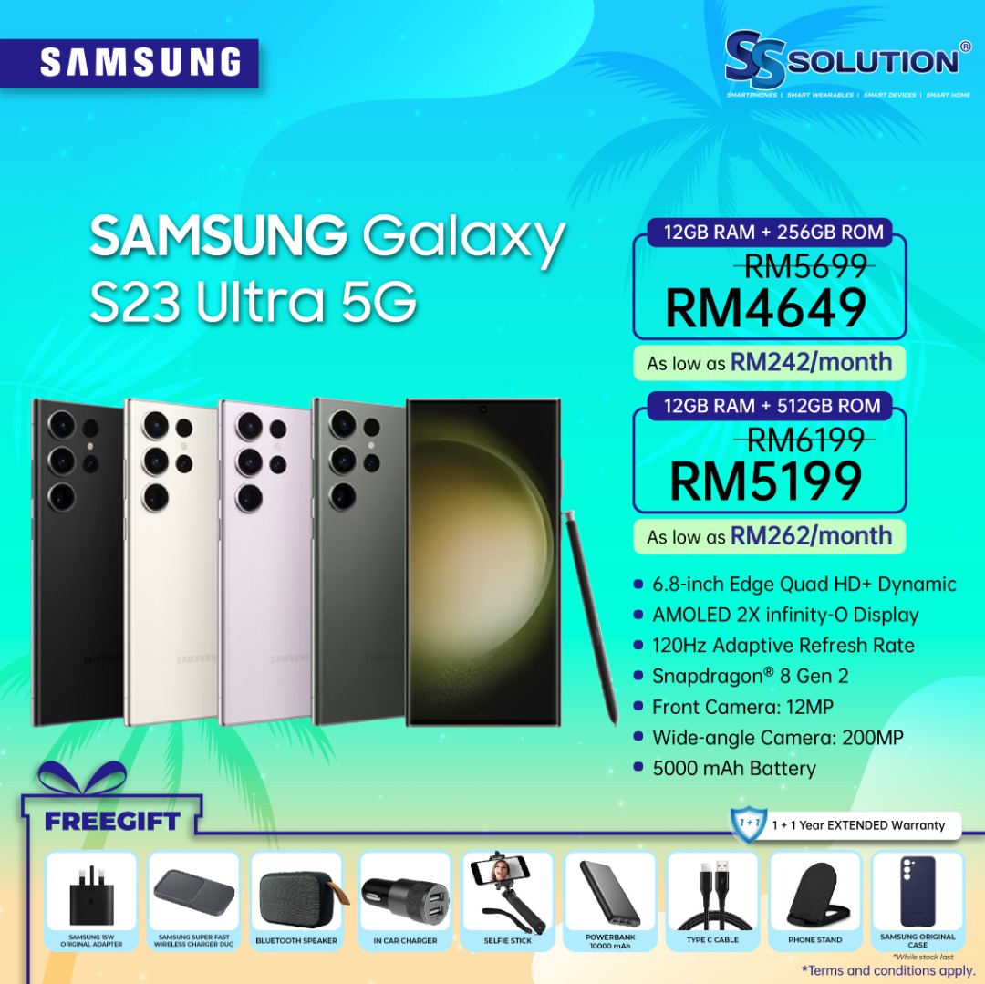 SAMSUNG S23 ULTRA 12+512GB 5G 6.8 INCH Edge Quad HD+ DISPLAY 120 Hz