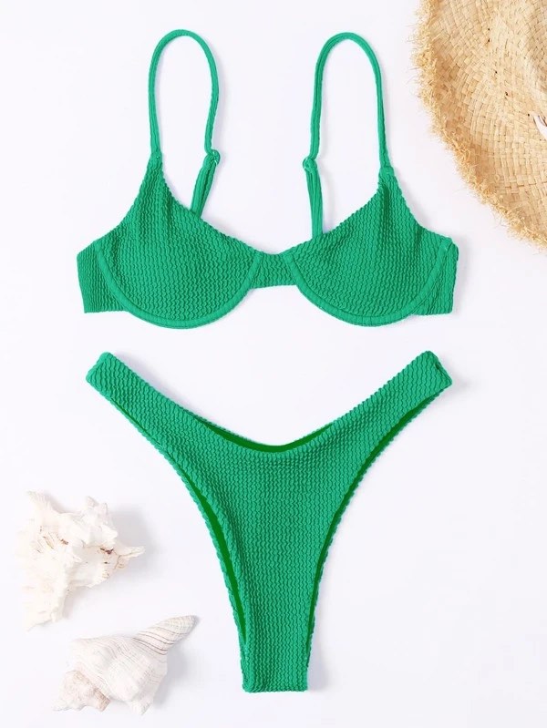 Shein Green Bikini Swimsuit, Women's Fashion, Swimwear, Bikinis
