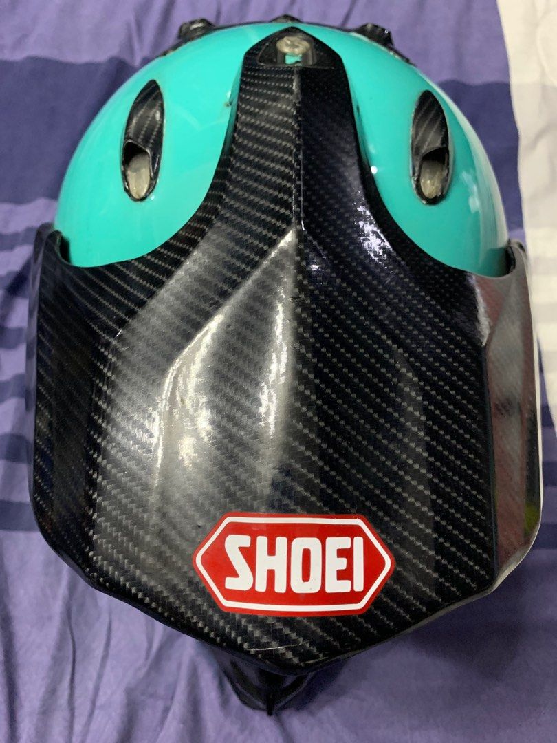 Shoei Hornet Helmet (Category: Helmets and other Riding Gears) located in Mandaluyong City. Submitted by philhenjac (Listing ID 1239849533, Image 3). Description: Shoei Hornet (used) Size M 58-58 Condition 8.5/10 Repainted to South Beach .
