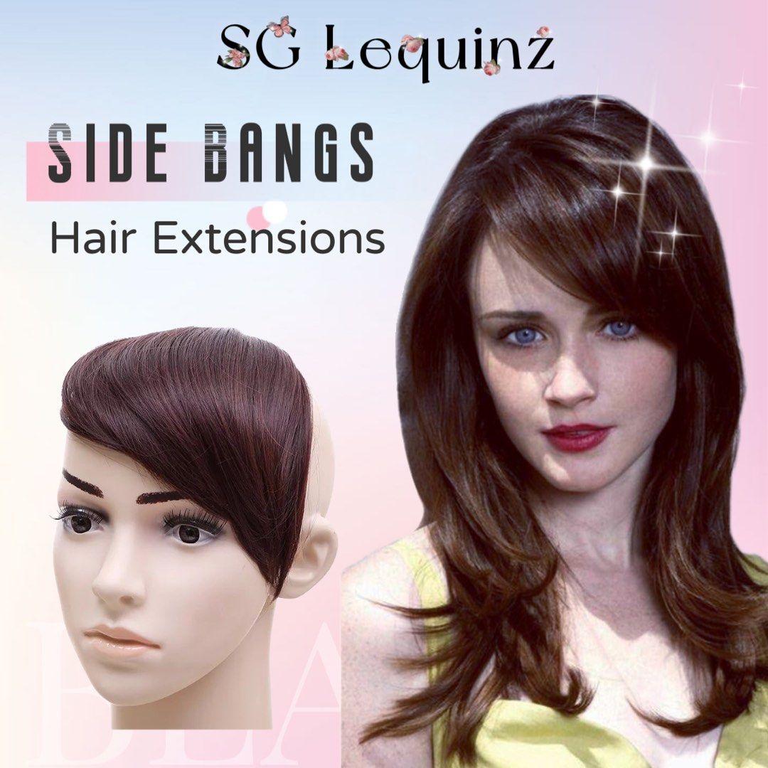 Side Swept Bangs Clip On Hair Fringe Extensions