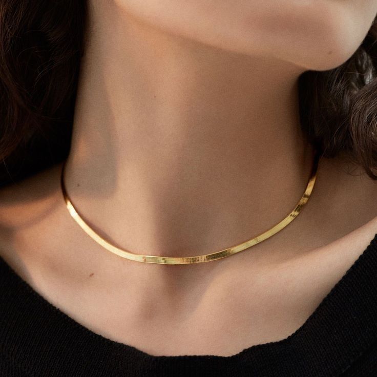 Classic Herringbone Gold Necklace Women s Fashion Jewelry