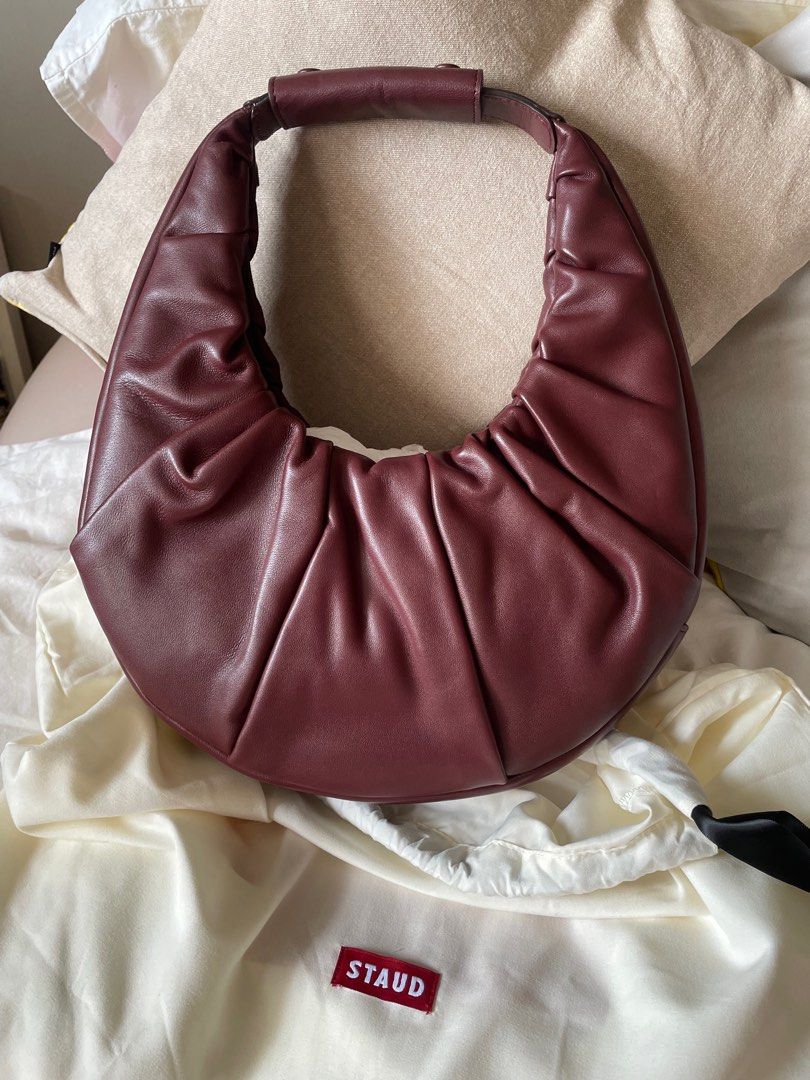 Staud Soft Moon Bag in Bordeaux