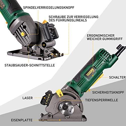 TESCO Circular Saw 3500RPM Compact Saw with Laser 3 Saw Blades 22T 44T Diamond Scale Ruler and 4 Amp Pure Copper Motor Suitable for Wood Tile