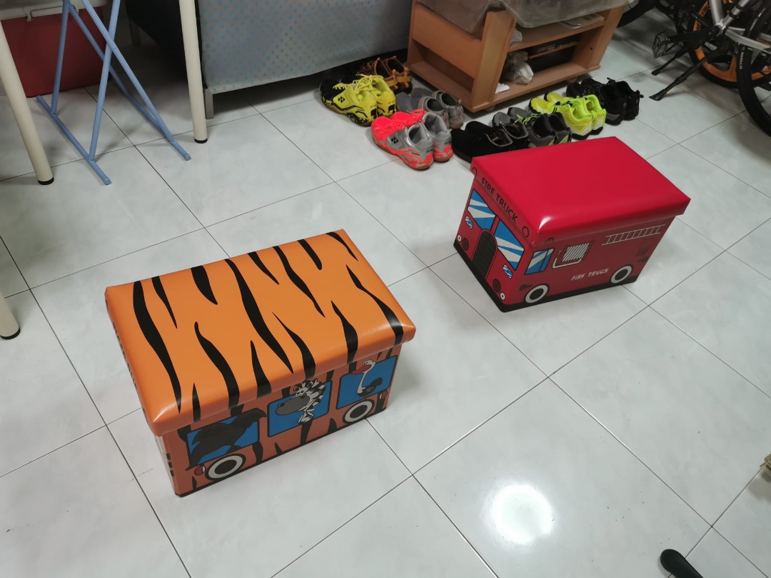 Storage Stool & Leg Rest (Fire stuck, Tiger Bus) cute design [buy 2 at ...