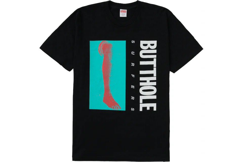 SUPREME BUTTHOLE SURFERS LEG TEE-BLK, 名牌, 服裝- Carousell