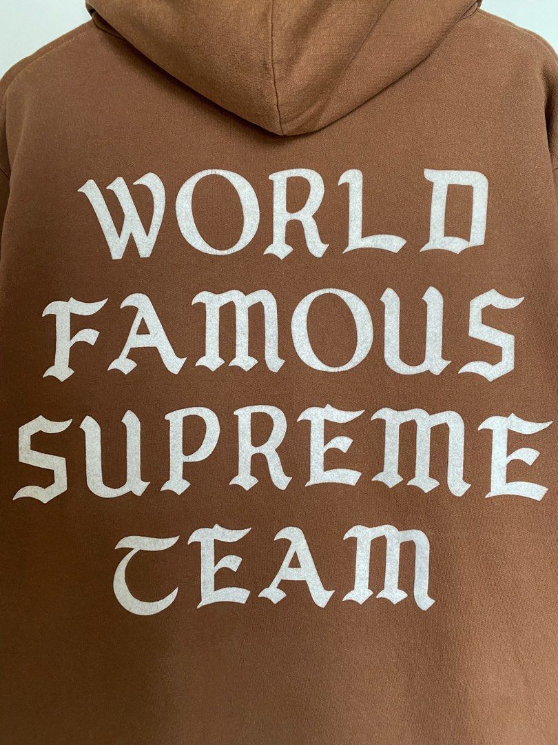 Supreme World Famous Zip Up Hooded Sweatshirt Light Brown Men's - SS18 - US