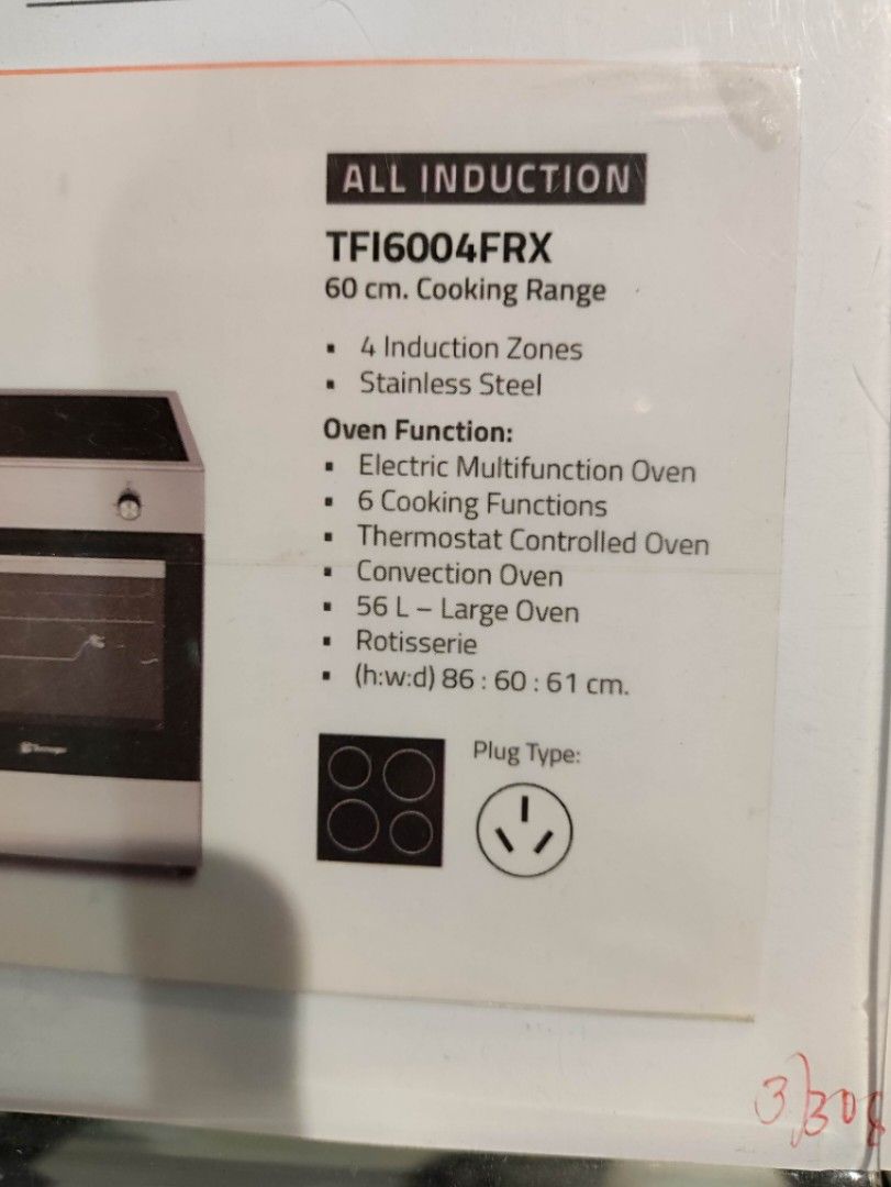 TECKNOGAS ALL INDUCTION COOKING RANGE BRAND NEW (Category: Cookers) located in Makati City. Submitted by jmpaner (Listing ID 1239874017, Image 3). Description: TECKNOGAS ALL INDUCTION COOKING RANGE BRAND NEW 🈴TECKNOGAS RANGE ➪Model: TFI6004FRX 60cm ❌SRP:43,995 🏷CASH: 37,800 👉(SAVE :6,195) 🔹ALL INDUCTION 60 cm. Cooking Range 4 Induction Zones ■ Stainless Steel 🔹Oven Function: ■ Electric Multifunction Oven ■ 6 Cooking Functions ■ Thermostat Co
