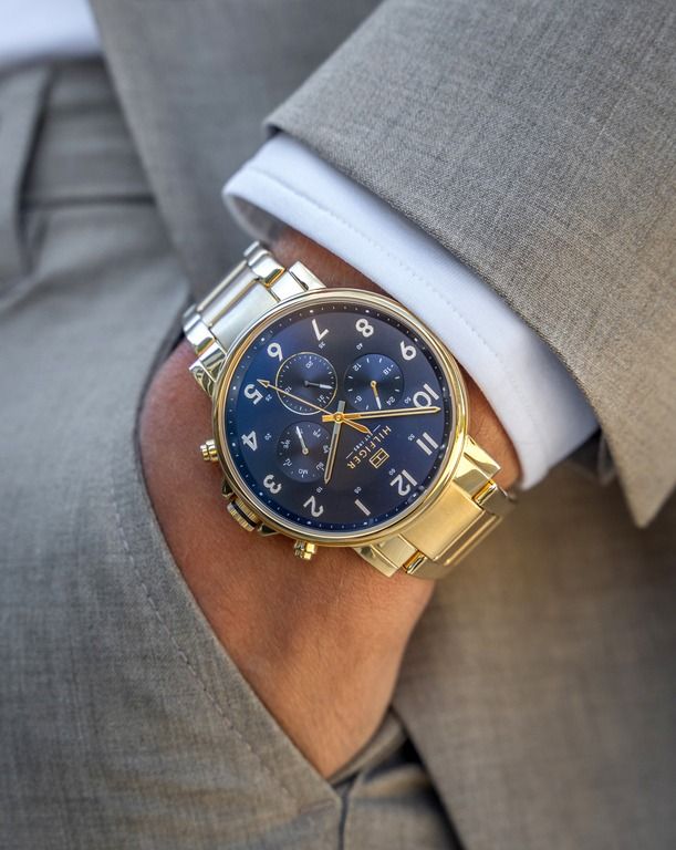 Tommy Hilfiger 1710384 Daniel Blue Analog Gold Tone Stainless Steel Men s Watch