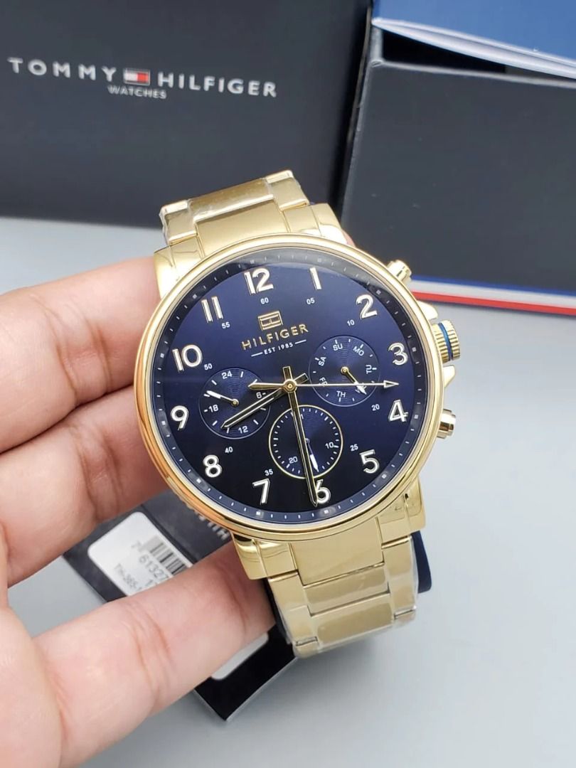 Gold and blue tommy hilfiger watch discount
