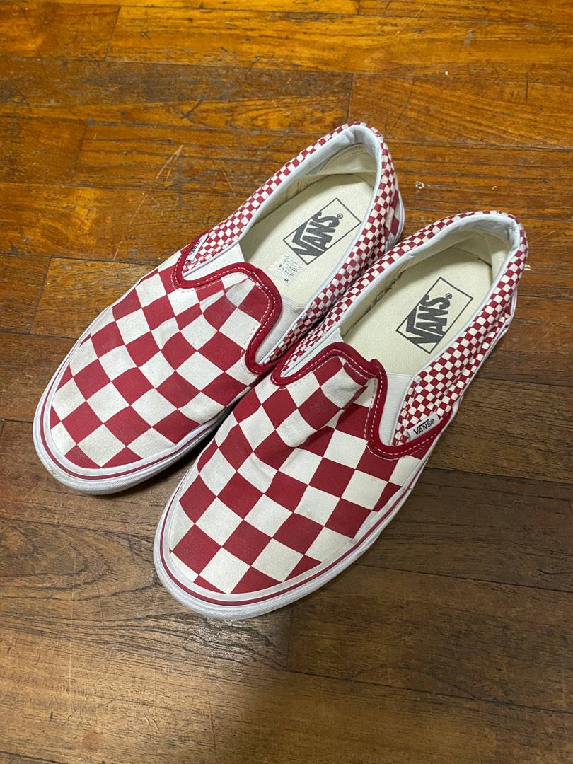 Red & white checkered vans hot sale