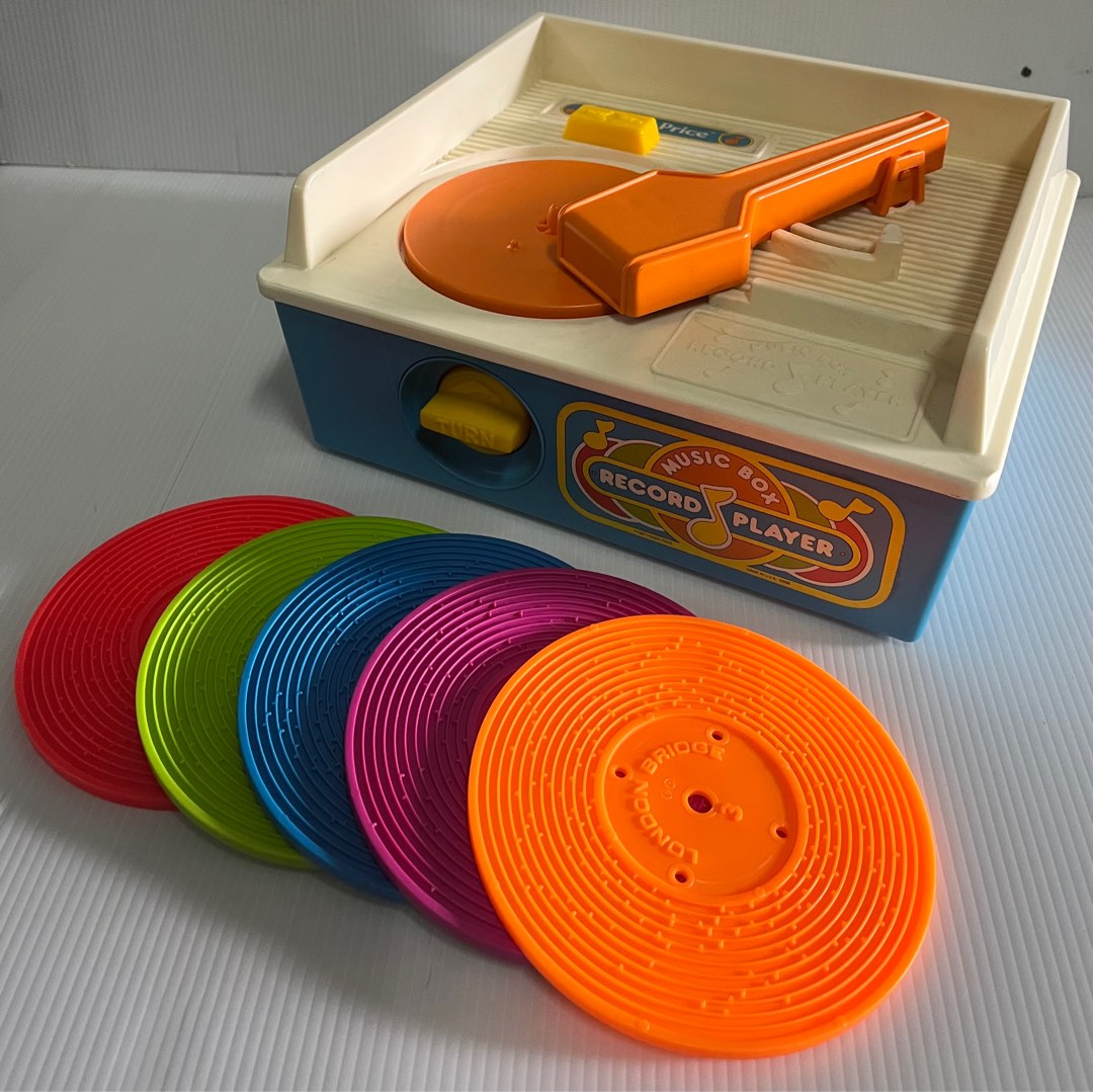 Vintage Fisher Price Music Box Record Player 1987 With 5 Records Works