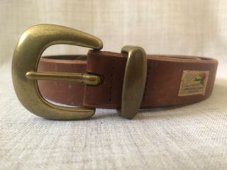 Vintage Indian Motorcycle Brown Genuine Leather Belt with a Solid Brass Frame Style Buckle Circa 1970's