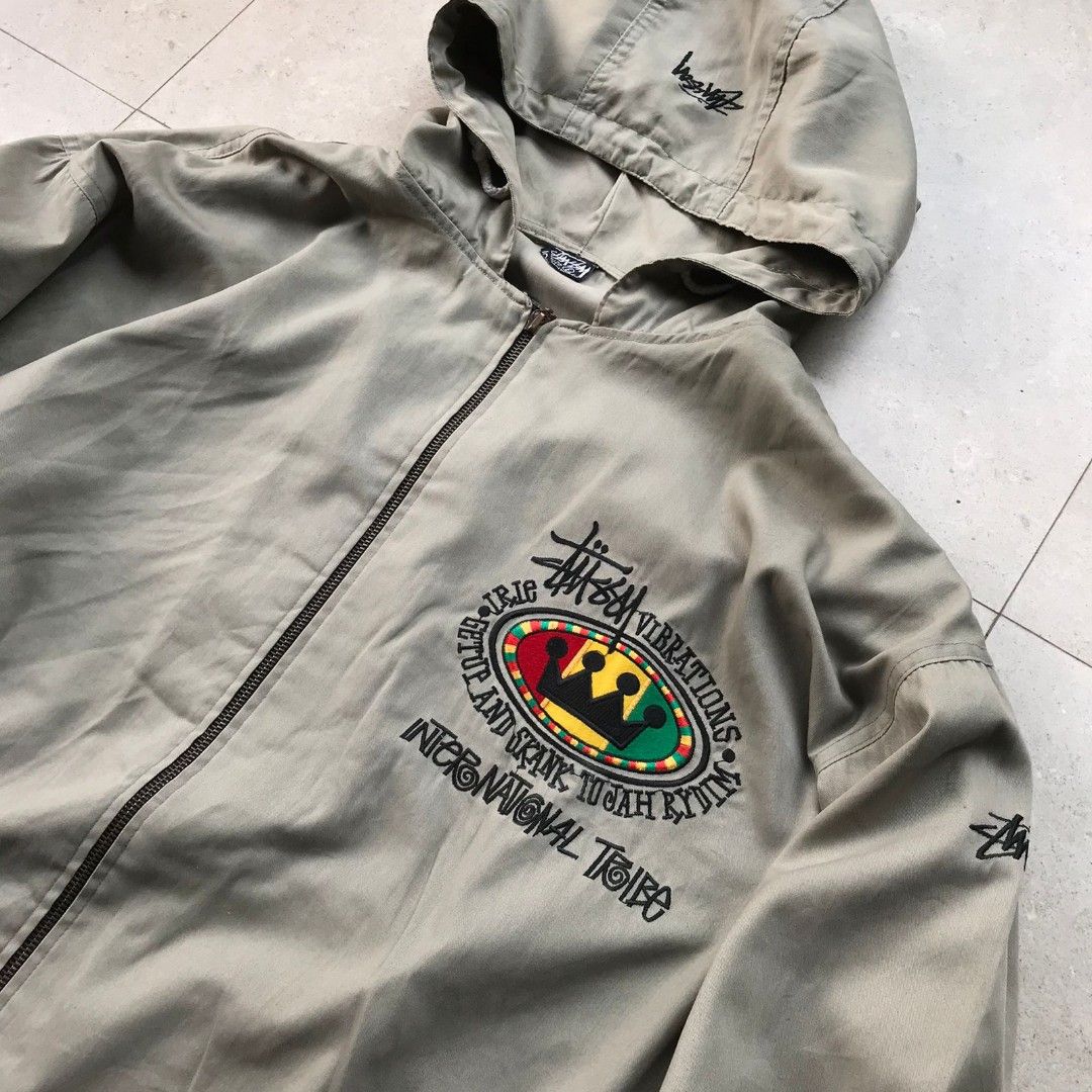 Vintage Stussy Irie Vibration Jacket, Fesyen Pria, Pakaian , Baju Luaran di Carousell