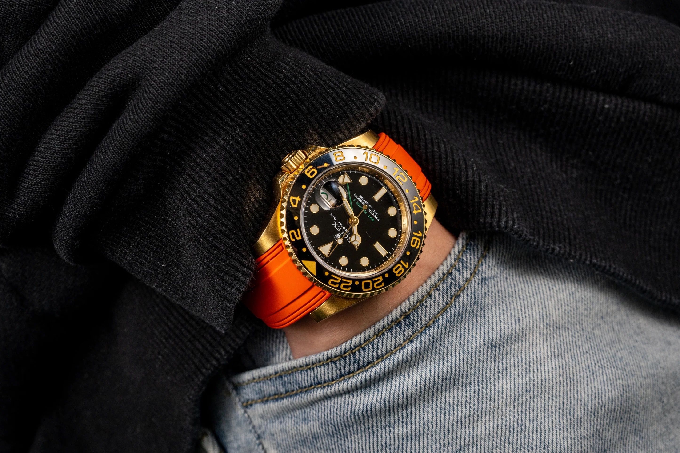 Vulcanised FKM Rubber Strap in Zesty Orange by Solitaire for Rolex