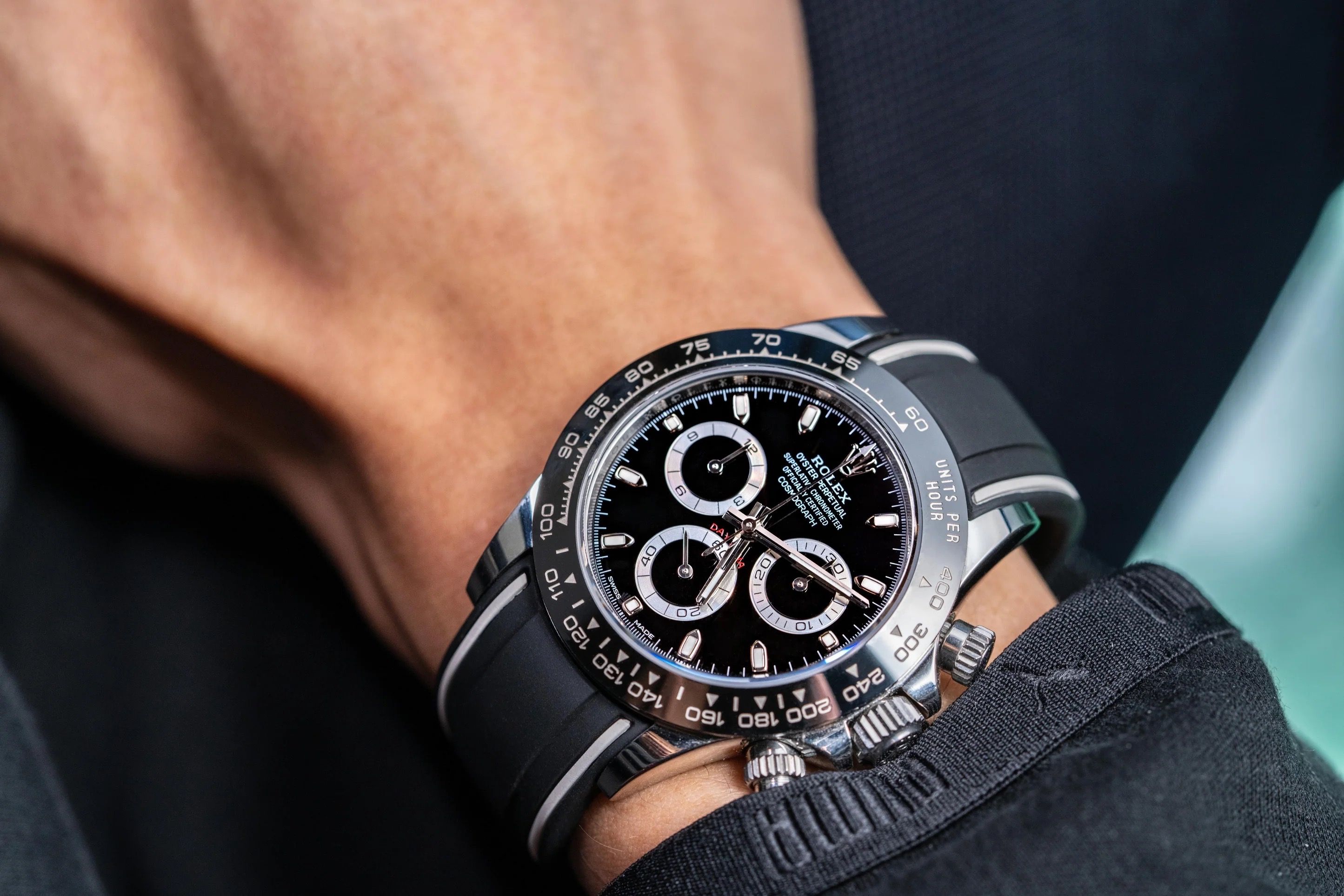 Vulcanised FKM Rubber Strap Zebra Black by Solitaire for Rolex Daytona Godzilla 116510 Luxury Watches on Carousell