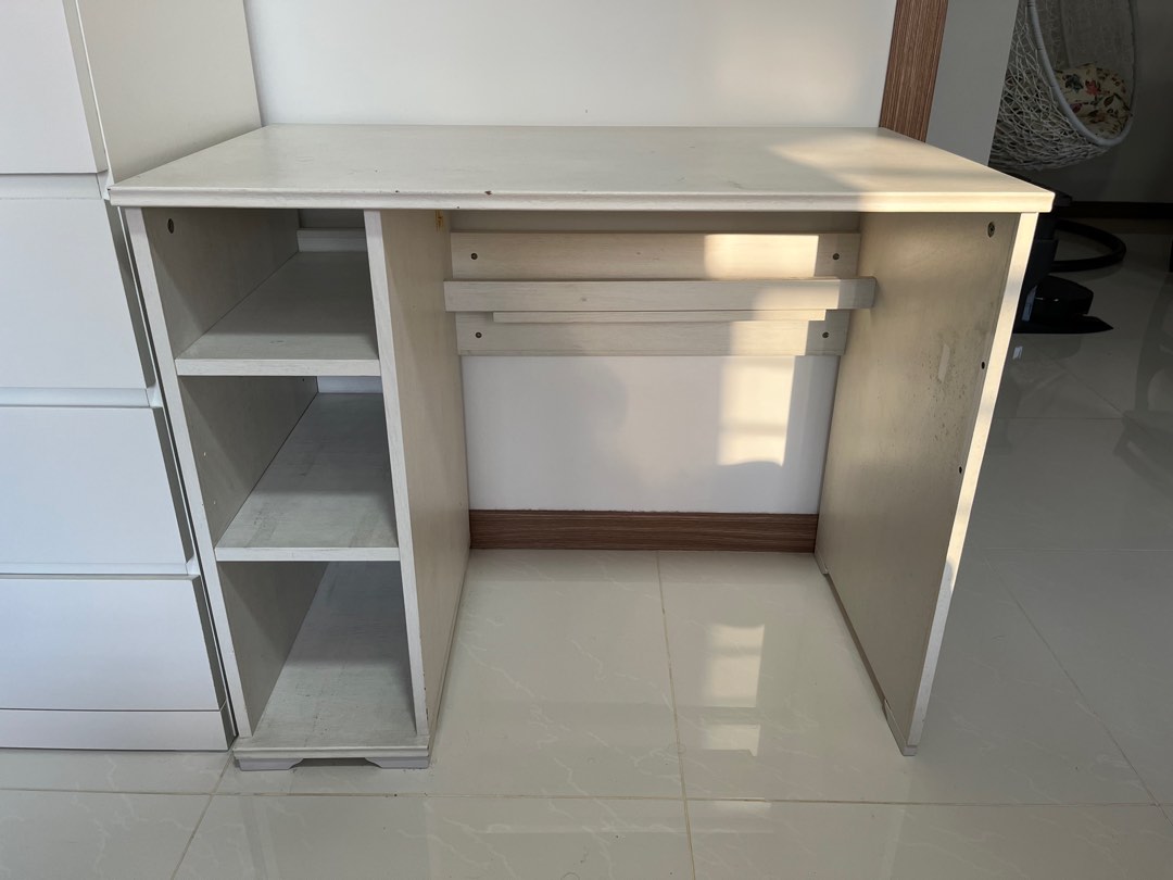 White study desk Ikea Furniture & Home Living, Furniture, Tables & Sets on Carousell