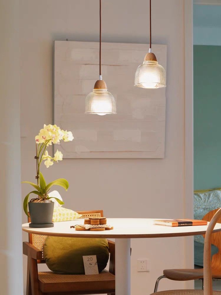 Glass and wood pendant outlet