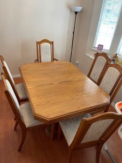 Wooden dining table with 6 chairs